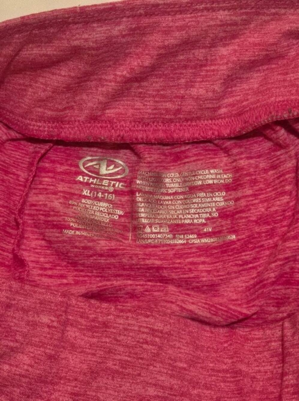 Girls Athletic Works Marled Raspberry Performance Tee XL - Picture 4 of 4